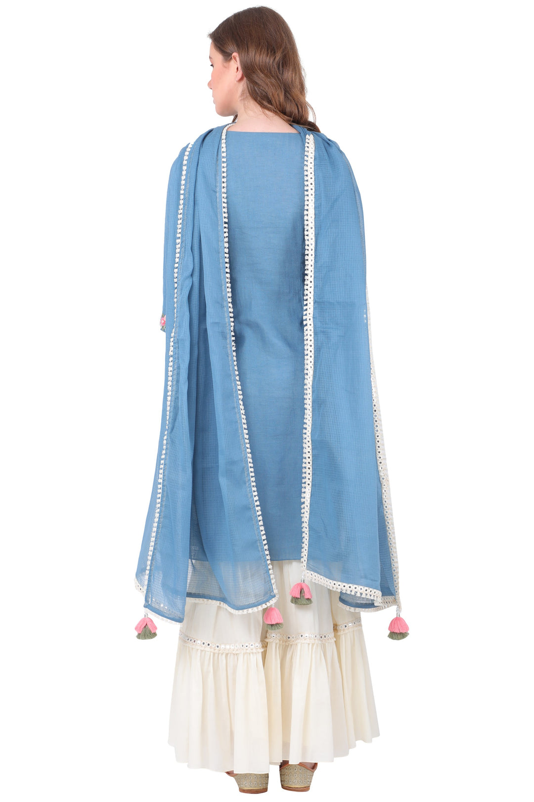 Blue Ribbon Garara set for women in cotton fabric back view