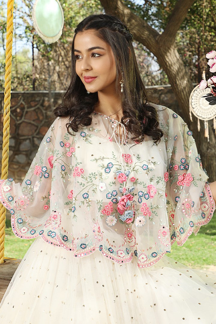 Niran Poncho Lehenga – Summer By Priyanka Gupta - Main Image