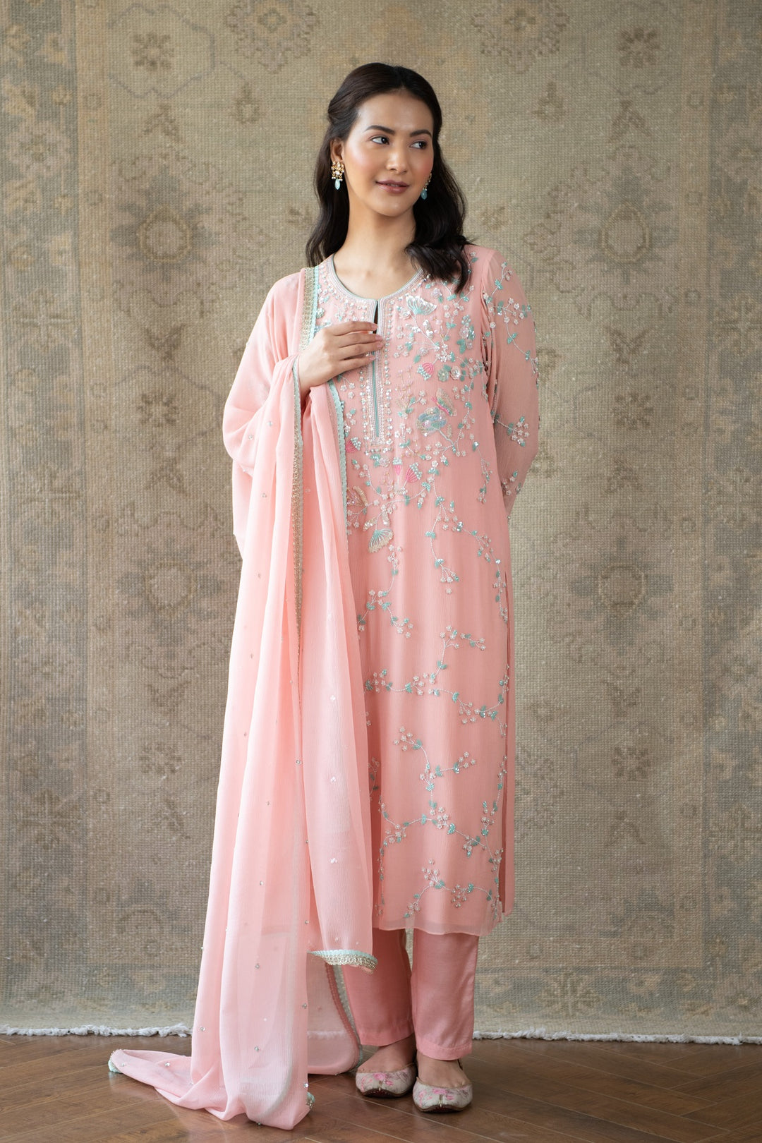Peach Persian Straight Designer Kurta Set for Women – Summer By