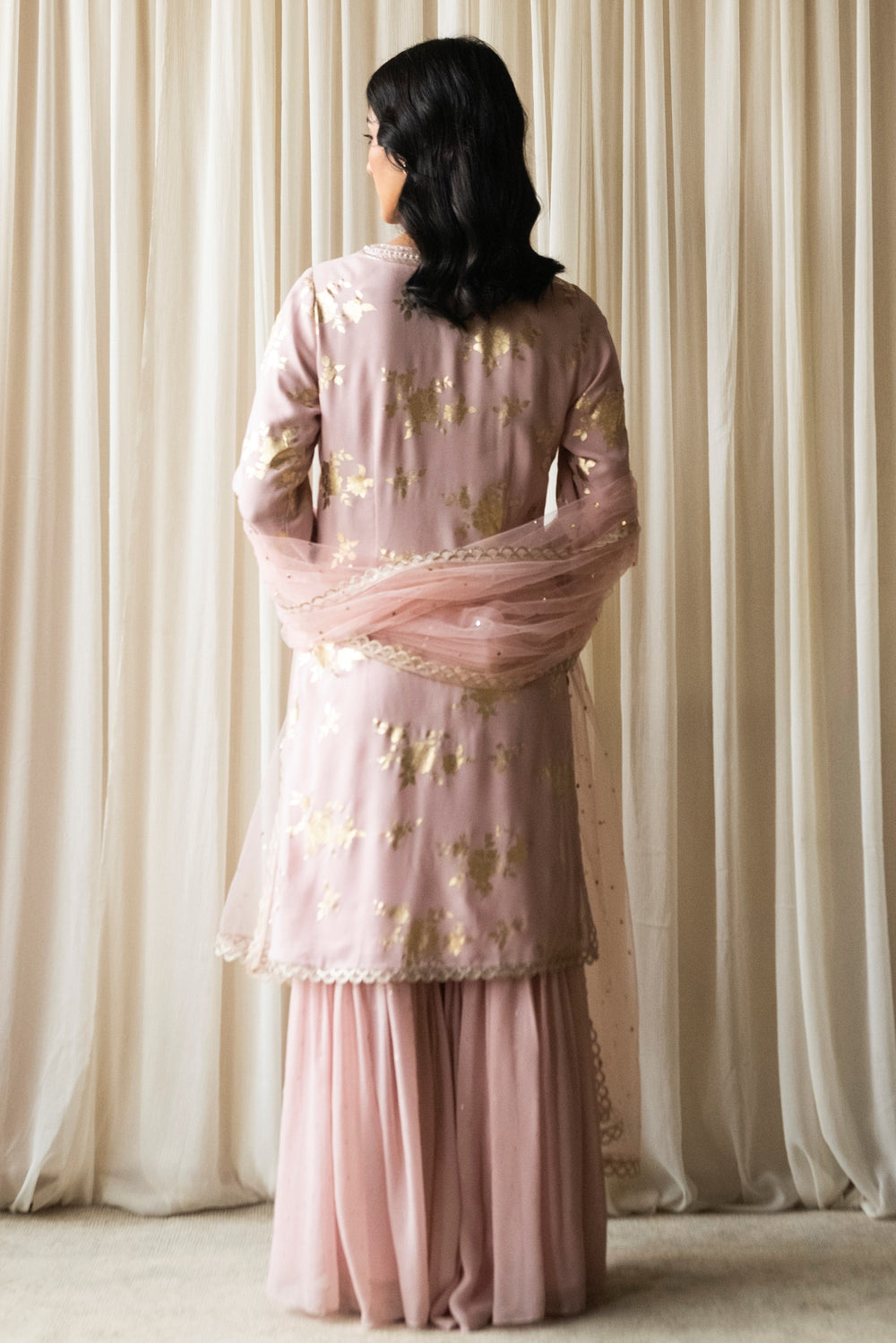 Pink Foil Print Garara Set