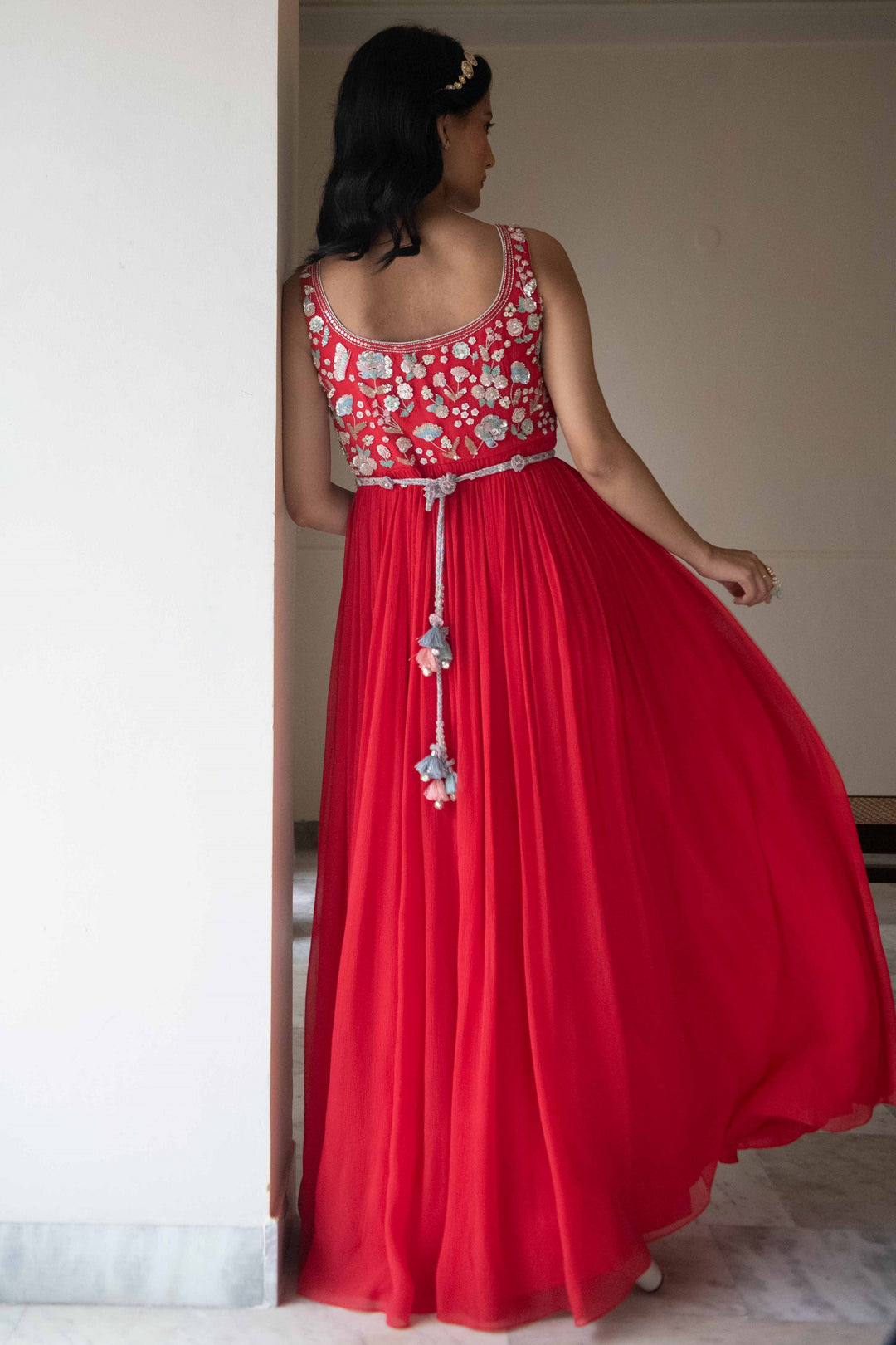 persian red dress Jules Handpainted Persian Floral Cami Dress XS/P